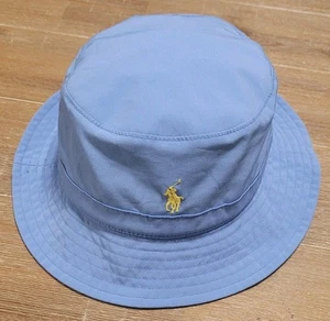 Polo Ralph Lauren Solid Light Blue Safari Bucket Hat Cap w Yellow Pony Youth 5-7 - Picture 1 of 4