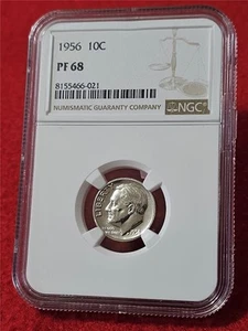 1956 PROOF ROOSEVELT SILVER DIME NGC PF 68 #MF-T3264 - Imagen 1 de 2