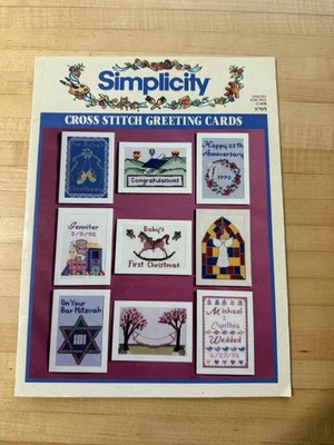 SIMPLICITY Cross Stitch Greeting Card Pattern Booklet 3705  Vintage 1992 PB - Image 1 of 4