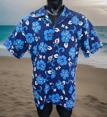 CAMISA HAWAIANA azul moderna floral con botones para hombre RJC LTD talla 2XL Foto 1 de 4
