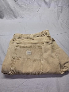 Lee Dungarees Carpenter Jeans Mens 40x32 Tan Khaki Workwear Utility Hammer Loop - Picture 1 of 8