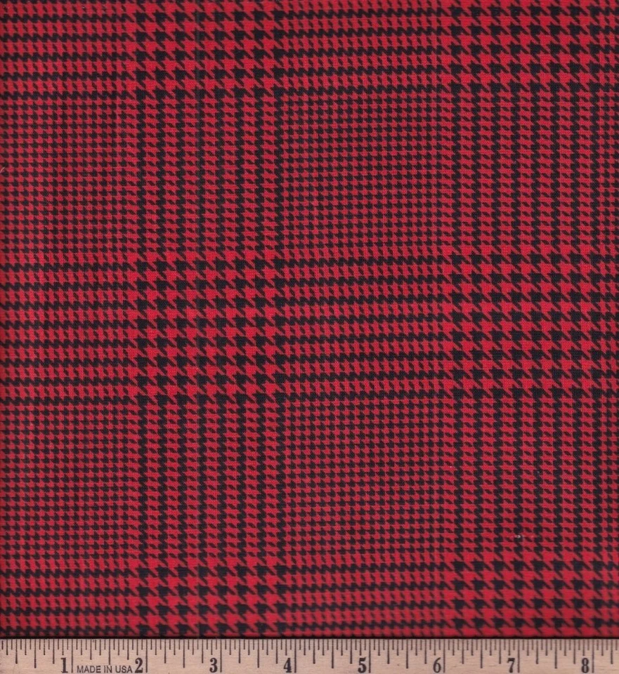 Red Black Small Plaid Cotton Fabric - Image 1 of 1