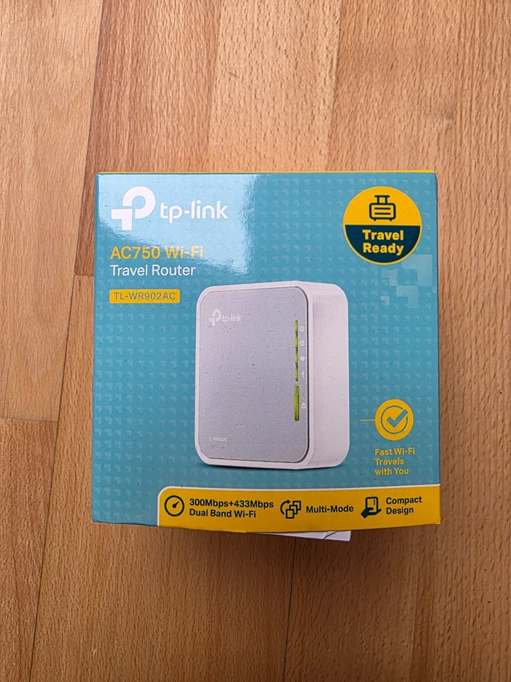 TP-Link TL-WR902AC AC750 WLAN Nano Router (433Mbit/s (5GHz) +300Mbit/s (2,4GHz) - Bild 1 von 1