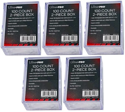5 Ultra Pro 100 Count 2-Piece Clear Card Storage Boxes New Case Sports Slider - Image 1 of 4