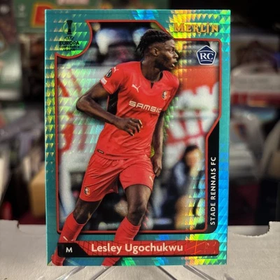 Lesley Ugochukwu 2021-22 Topps Chrome Merlin UCL Aqua Prism Refractor RC SSP - Image 1 of 3