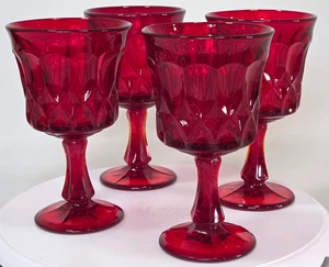Vintage Noritake Perspective 4 rubinrote Selen Leuchtglas Wasser/Weinkelche - Bild 1 von 8