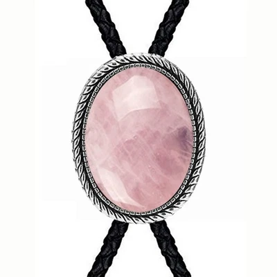 Collar de boda con corbata bolo de piedra de cristal rosa para hombre padrino vaquero occidental Foto 1 de 4