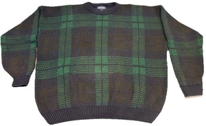 Vintage 90s Lands End Sweater Womens XL Tartan Plaid Preppy Grunge Oversized - Picture 1 of 12