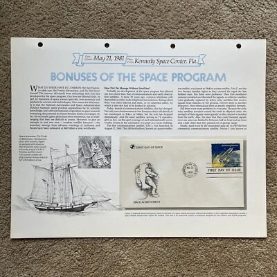 1981 SPACE SHUTTLE 1 First Day of Issue Cover Envelope Stamp & Fact Page NASA - Image 1 of 4