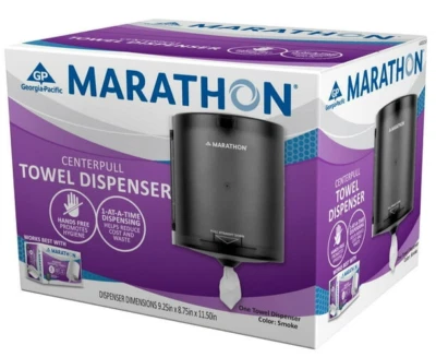 Center pull Paper towel Dispenser Smoke Color Compact Key Lock MARATHON 6403014 - Image 1 of 4