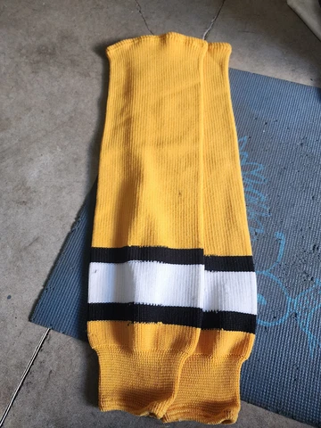 BOSTON BRUINS CCM KNIT GOLD SOCKS TEAM ISSUED MENS SIZE Cover