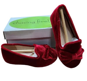 Chasing Fireflies NIB Red Velvet Shoes Bow Holiday Christmas Halloween Costume - Picture 1 of 5