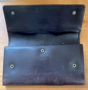Classic Vintage COACH NY Brown Leather Lg Trifold Wallet with Check Book Pocket - Picture 1 of 8