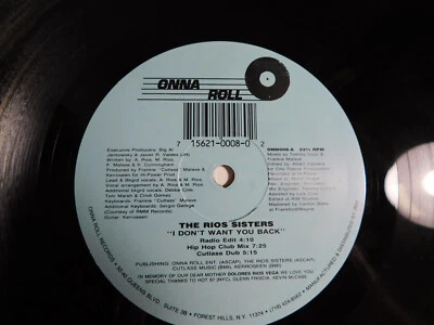 The Rios Sisters– I Don't Want You Back 1991 12" Single ONN 008 Foto 1 de 4
