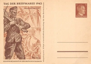 18-4A) TAG DER BRIEFMARKE 1942 ORGANISATION TODT ILLUSTRATORE AX HEU - Foto 1 di 2