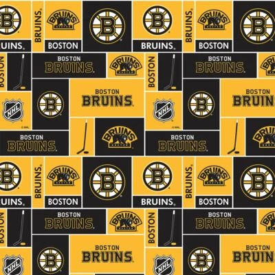 SYKEL Boston Bruins Cotton Fabric Box Design-NHL Cotton Fabric By The Yard
