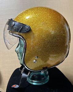 Torc T50 Open Face Scooter Cafe Retro Vintage Motorcycle Helmet Gold Fleck M DOT