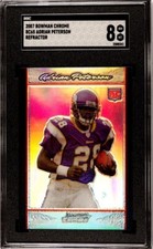 2007 Bowman Chrome Adrian Peterson Refractor Rookie RC #BC65 SGC 8 Vikings