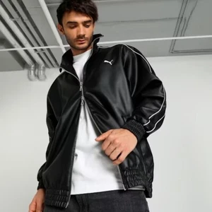 Super Rare Puma Select T7 Pleather Jacket Coat Black White Medium - Picture 1 of 9