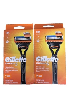 2 Pack Of Gillette Fusion 5 Men’s Razor Handle And 2 Blade Refills Free Shipping - Picture 1 of 2