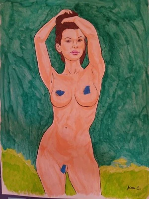 Figura femenina dibujo pintura tinta gouache artista Jerome Cadd fem gouache uno Foto 1 de 4