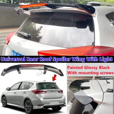 Universal Fit For Toyota Corolla iM Gloss Black Rear Roof Spoiler Wing W/ Light - Imagem 1 de 4