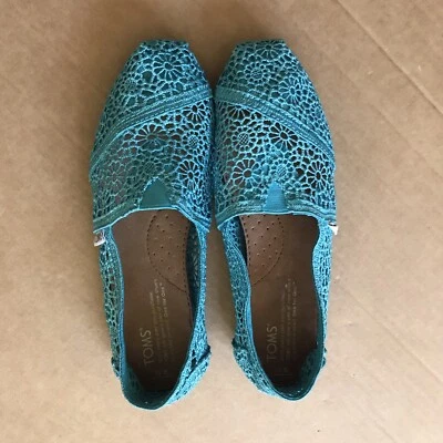 Zapato sin cordones Tom's Vacay Resort talla 6 plano marroquí crochet turquesa encaje Foto 1 de 4