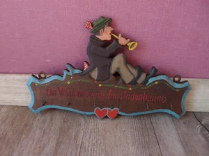altes Holz Schlüsselbrett Schlüsselufhänger-Ein Vöglein sang im Lindenbaum 26 cm - Bild 1 von 5