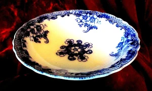 ANTIQUE LUSITANIA FLOW BLUE BOWL BY WOOD & SONS - ENGLAND - Picture 1 of 5