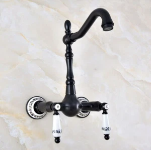Black Oil Rubbed Brass Kitchen Faucet Bathroom Sink Mixer Tap Wall Mount fnf862 - Picture 1 of 8