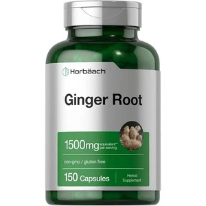 Ginger Root Capsules 1500 mg | 150 Pills | Non-GMO, Gluten Free | by Horbaach - Picture 1 of 6