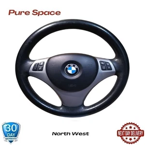BMW E81 E82 E87 E90 E91 E92 Black Leather Look Steering Wheel COMPLETE OEM .42. - Picture 1 of 9