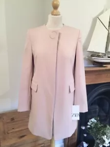 Zara Beige Pink Frock Coat With Button Applique Size M UK12 Bnwt - Picture 1 of 11