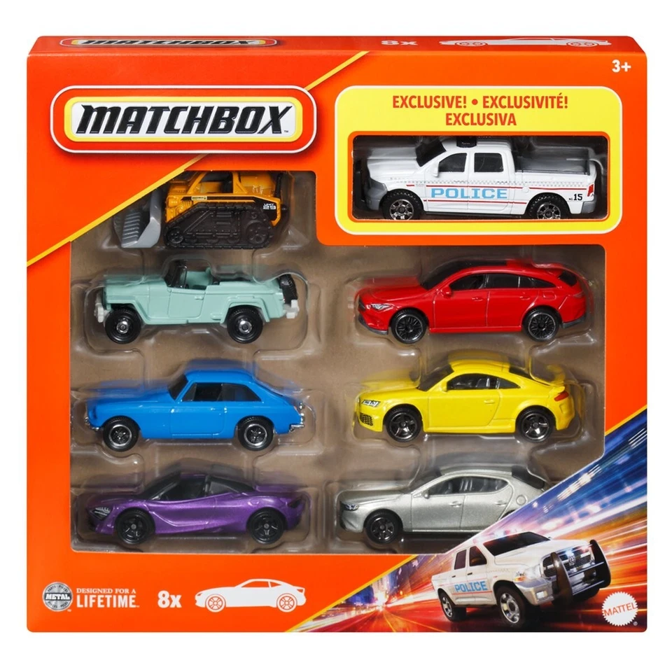 2025 Matchbox 8 Pack with Exclusive 2015 RAM Police vehicle WHITE - Image 1 of 1