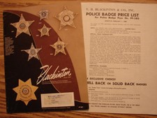 Original 1980 Blackinton U.S. Police Badge Price Catalog - Color Badge Poster