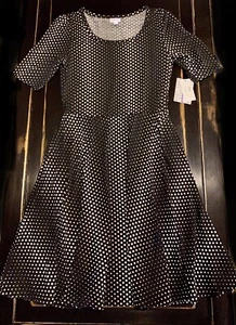 NWT L LuLaRoe BLACK & WHITE POLKA DOTS Nicole Dress GREAT FABRIC Soft & Slinky - Imagen 1 de 5