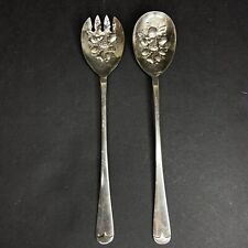 Vintage Sheffield England Silver Plated Serving Spoon Ford Kings Fruit Set of 2