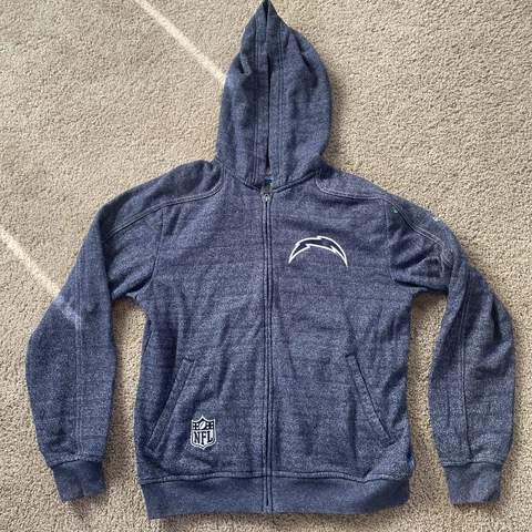 Los Angeles Chargers Hoodie Mens Small Full Zip Hooded Sweatshirt Navy Blue Cover