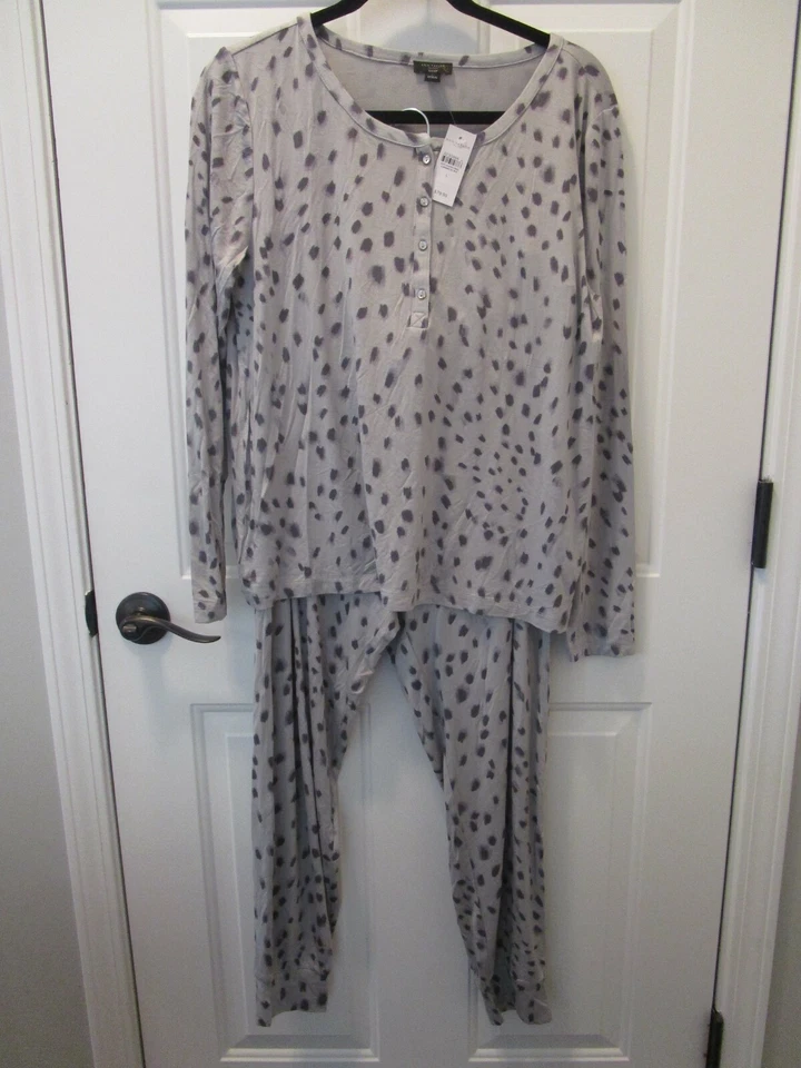  JUEGO DE PIJAMA ANN TAYLOR ANIMAL PRINT HENLEY 2 PIEZAS EN CIELO NOCTURNO TALLA GRANDE NUEVO Foto 1 de 1