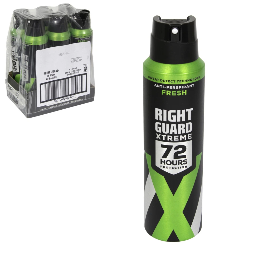 Right Guard Men Deodorant Xtreme Fresh 72 HOUR Anti-Perspirant Spray  6 x 150ML - Image 1 of 1