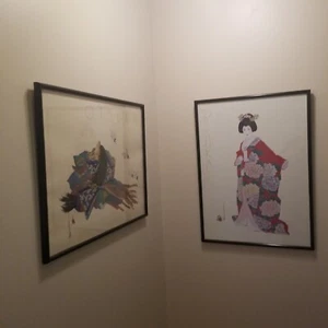 Two (2) Signed Hisashi Otsuka Art Prints - Geisha in Red & Dance of 12 Kimonos - Picture 1 of 12