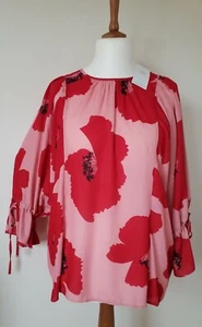 Joanna Hope Blumenbluse UK 18 Kimonoärmel rosa rot lockerer Stil NEU ETIKETT - Bild 1 von 10