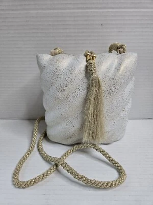 Vintage Timmy Woods Beverly Hills Collection Purse White Gold  Crossbody Evening - Image 1 of 4