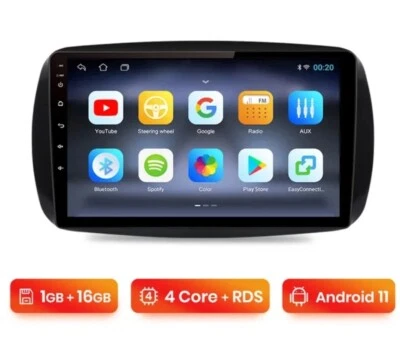 RADIO 2 DIN 9" PER SMART 453 BLUETOOTH NAVIGATORE USB ANDROID WiFi 1/16 RDS GPS - Immagine 1 di 4