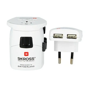 Adaptateur de charge USB blanc Skross World Travel Pro Plus - Photo 1 sur 3