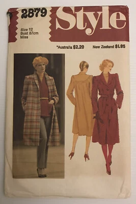 Style 2879 Vintage 80s Sewing Pattern Lined Coat Padded Shoulders Size: 12 - Image 1 of 4