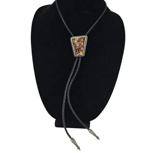 Vintage Bolo Tie Unmarked Metal with Multi Stone Pepples SEE PICTURES! - Picture 1 of 6