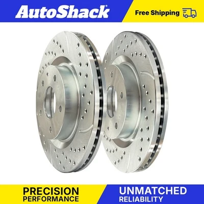 Front Drilled Slotted Brake Rotors Pair for 2015-2020 Ford Mustang 2.3L V8 - Image 1 of 4
