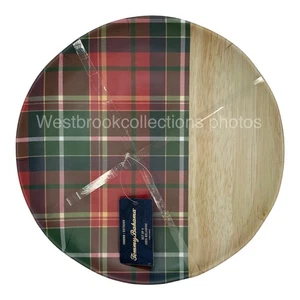 4 Tommy Bahama Tartan Plaid & Wood Grain Melamine Dinner Plates Christmas - Picture 1 of 6