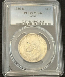1936-D Boone Commemorative Half Dollar, PCGS MS-66 ** , Better Date - Picture 1 of 6